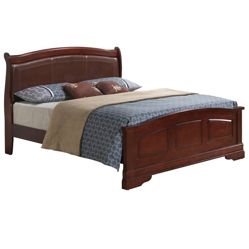 Faux Leather Upholstered Queen Panel Bed - 89" - Brown