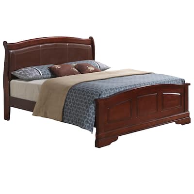 Faux Leather Upholstered Queen Panel Bed - 89" - Brown