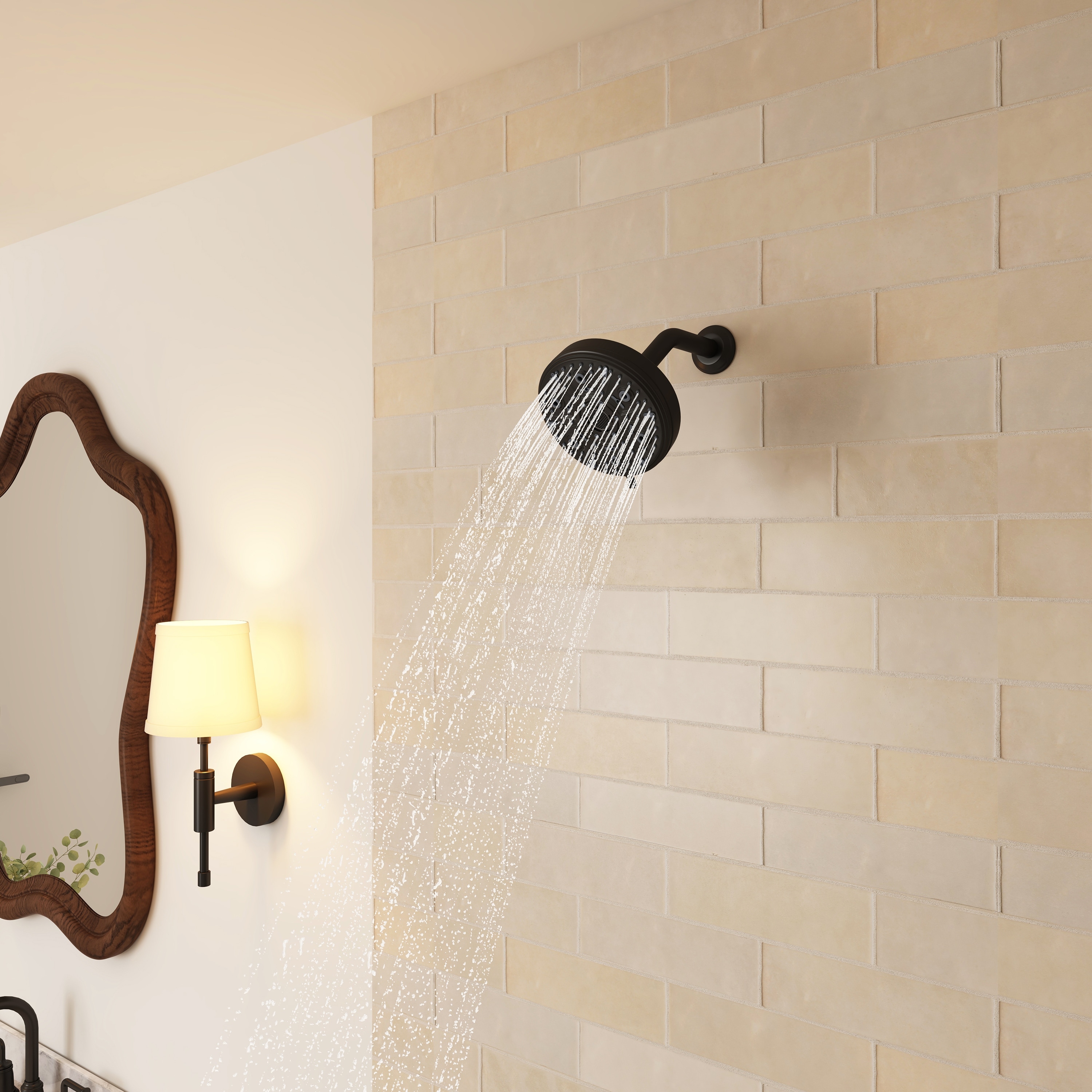 10-Spray Patterns 5 in. Wall Mount Rain Fixed Shower Head with Shower Arm and Flange