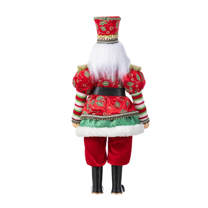 Glitzhome 20"H Faux Fur Christmas Nutcracker Standing Figurine