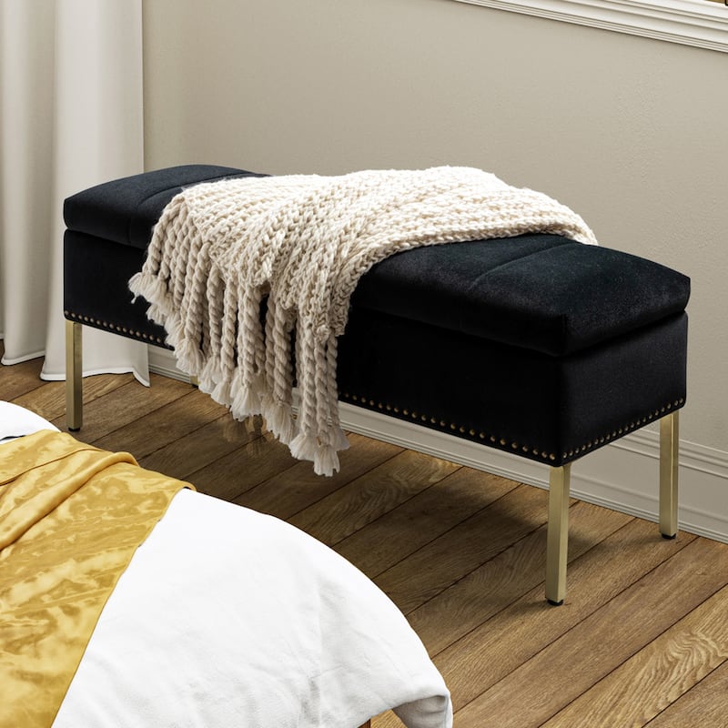 Egmont Contemporary Velvet Flip-Top Storage Bench by HULALA HOME