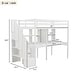 preview thumbnail 3 of 15, Wooden Twin Size Loft Bed with Storage Staircase, Double Desks and Shelves