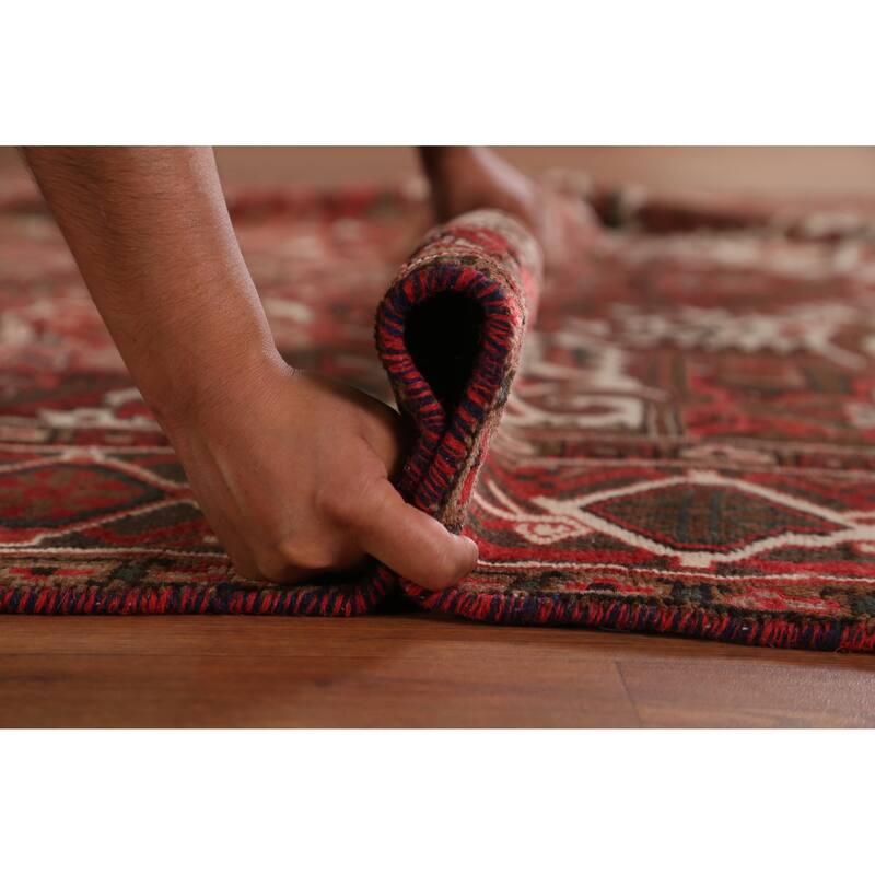 Hand Knotted Oriental 100% Wool Carpet Traditional Medallion Red Heriz Area Rug - 9' 1'' X 6' 11''