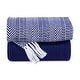 preview thumbnail 25 of 43, Handwoven Luxurious Cotton Sofa Couch Bed Throw Blankets All Season - Set of 2 (50''x60'') Navy Herringbone