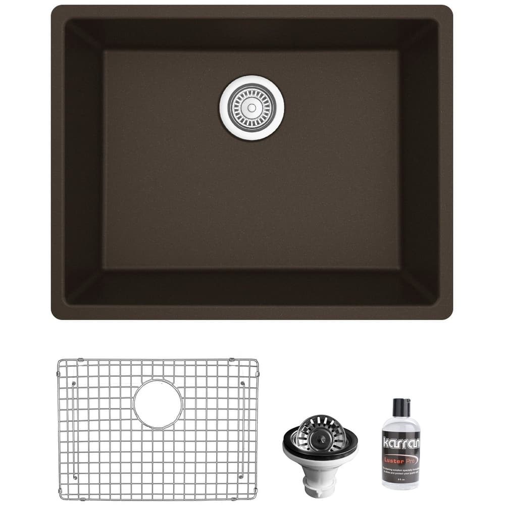 Karran USA QU-820-PK1 Quartz QU 24-3/8" Undermount Single Basin Quartz