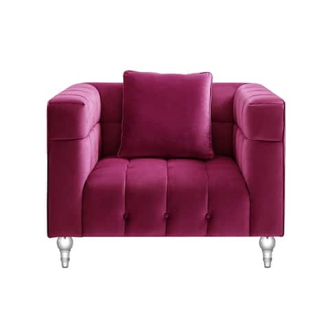 Isabel Velvet Biscuit Tufted Lucite Leg Club Chair - 41" x 33.8" - 41" x 33.8"