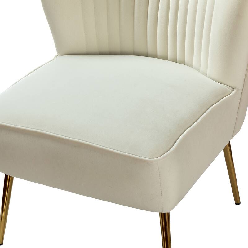 Monica Living Room Armless Accent Comfy Chair with Tufted Back and Metal Legs by HULALA HOME