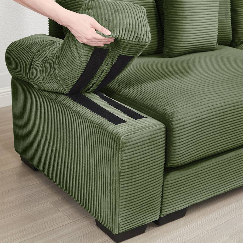 Oversized Cloud Modular Sectional Couch,Corduroy Fabric Extra-Wide Armrests Throw Pillows