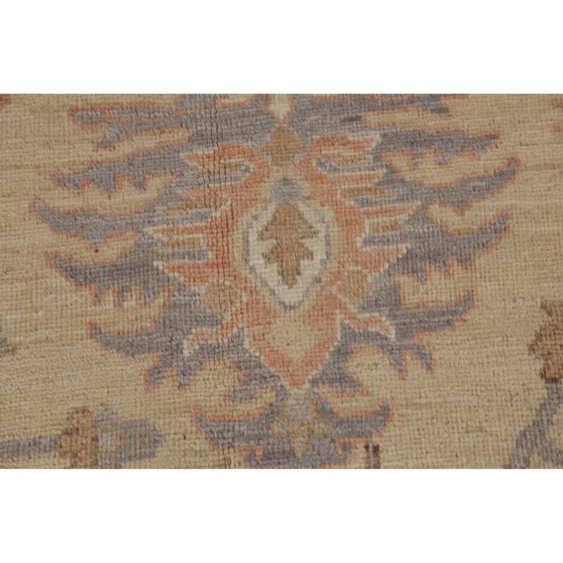 Hand Knotted Oriental 100% Wool Carpet Transitional All-Over Beige & Ivories Oushak Area Rug - 11' 10'' X 8' 5''