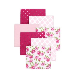 Little Treasure Hudson Baby Girls Cotton Poly Flannel Receiving Blankets Multipack, Pink Rose, 30x30 inches