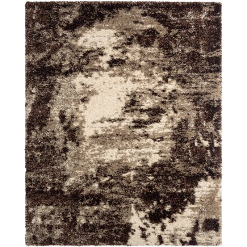 Zenith Abstract Shag Area Rug - 2' x 3' - Brown
