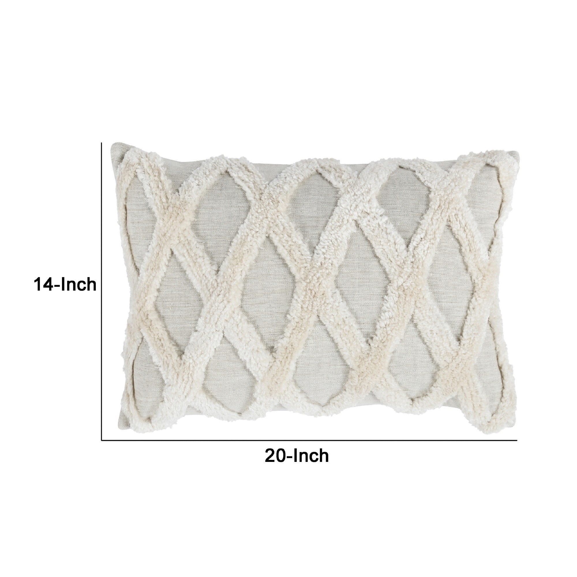14 x 20 Lumbar Linen Accent Throw Pillow Tufted Diamond Pattern