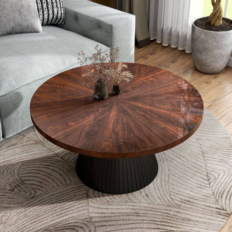 Furniture of America Dravo Modern Brown and Black Round Coffee Table