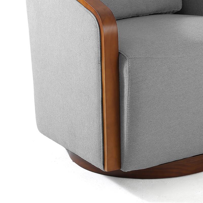 Chenille Modern 360°Swivel Barrel Chair Round Base
