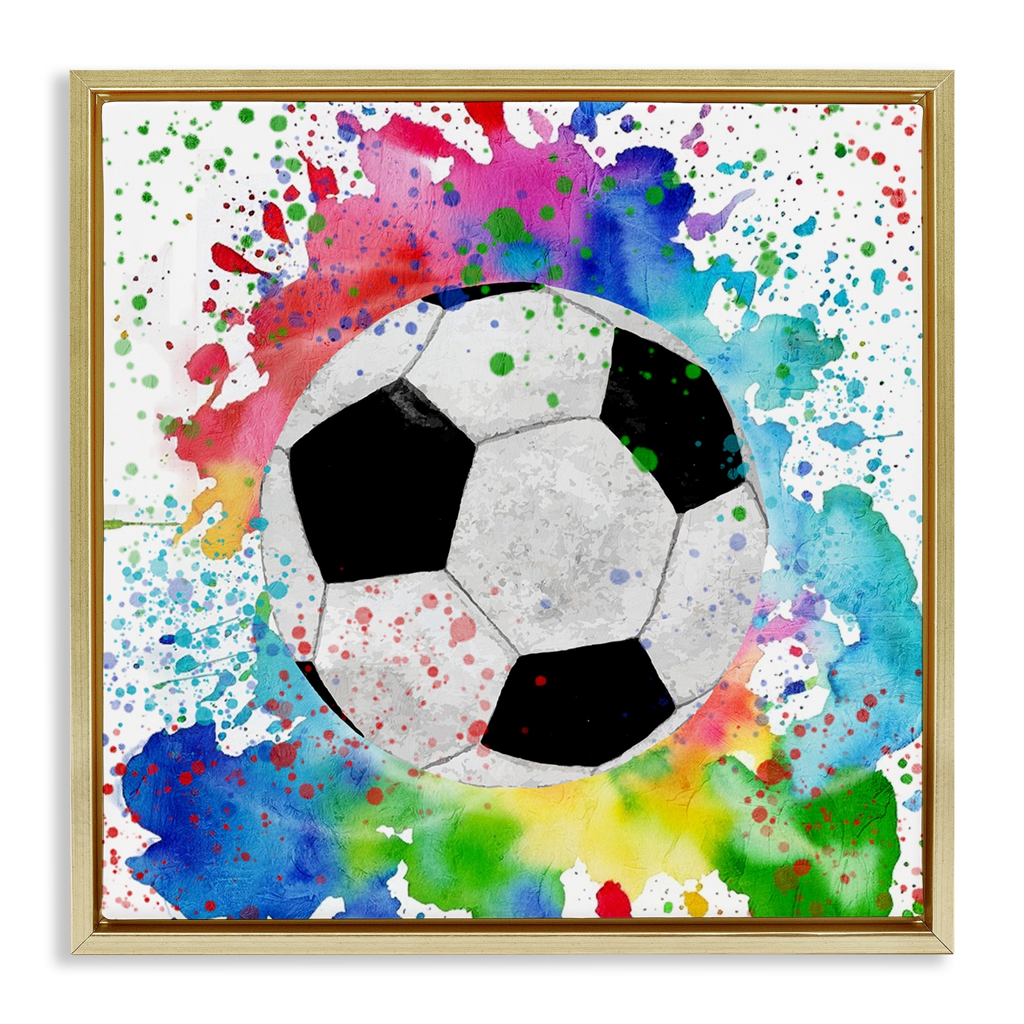 Stupell Vivid Splash & Soccer Ball Framed Floater Canvas Wall Art Design By Kim Allen