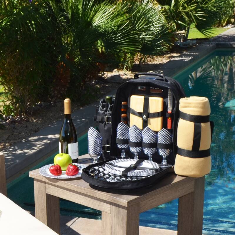 Picnic at Ascot Four Person Equipped Picnic Backpack with Blanket