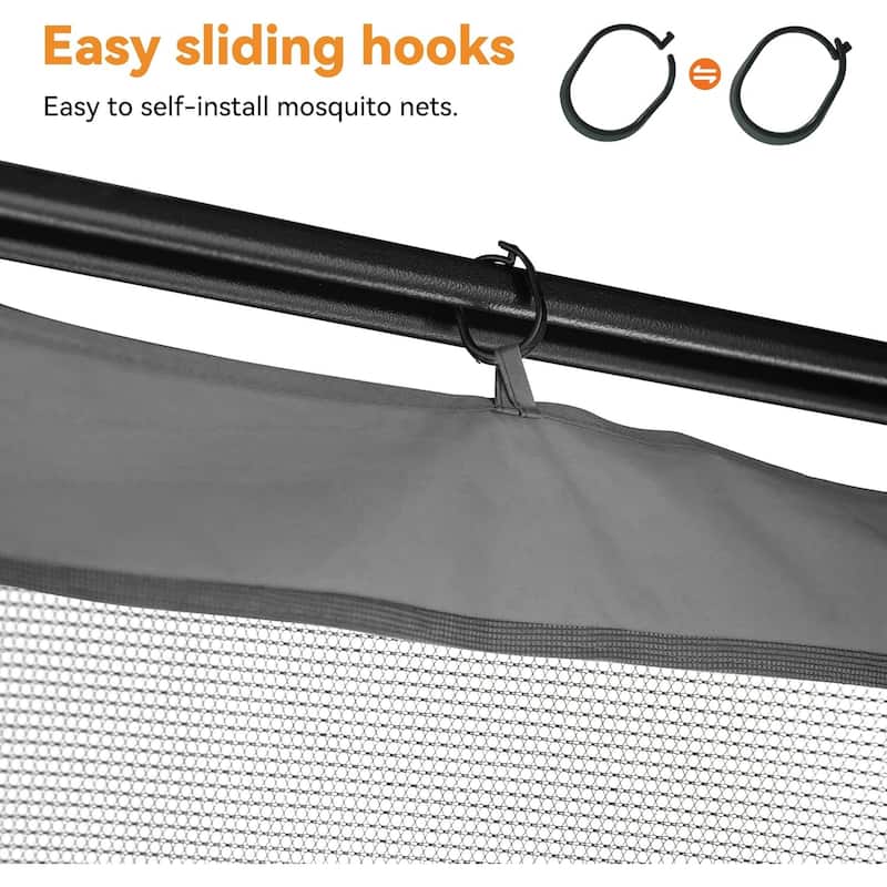 Outdoor Gazebo Mosquito Nettings with Double Zipper, Replacement for Patio, Garden, Grey (Mosquito Net Only)