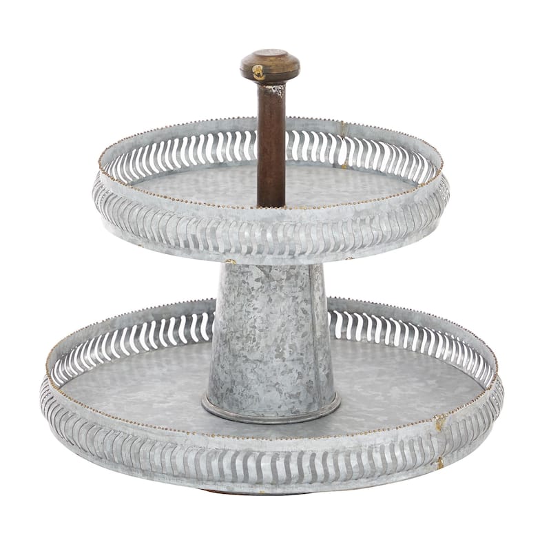 Metal Tiered Server - Silver - Roche River Decor