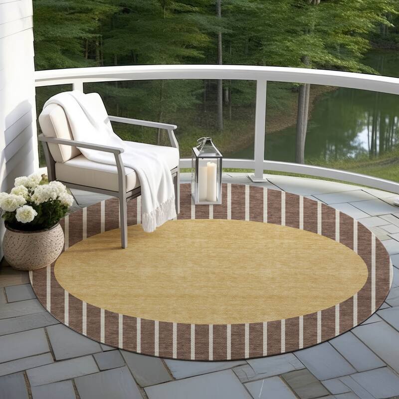Machine Washable Indoor/ Outdoor Modern Sunrise Chantille Rug
