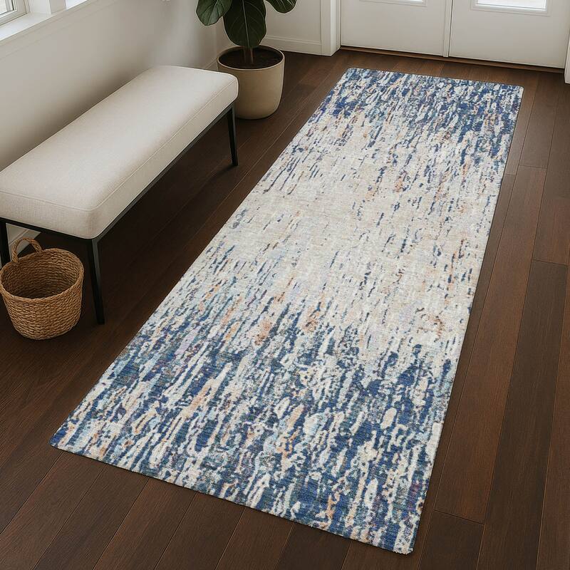 Machine Washable Indoor/ Outdoor Abstract Moxy Chantille Rug