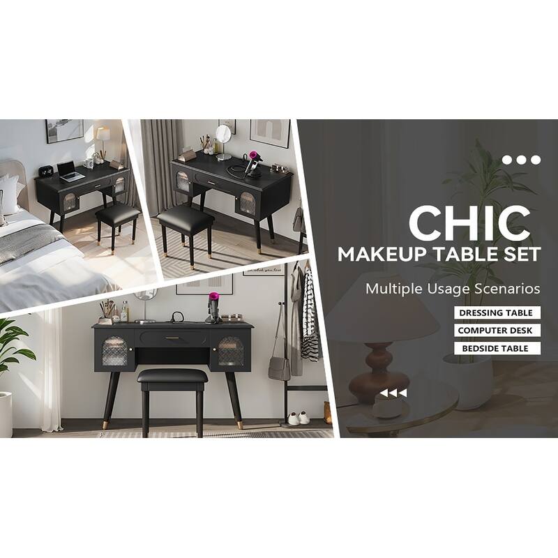 Elegant Vanity Makeup Table & Chair Set, Modern Dressing Table