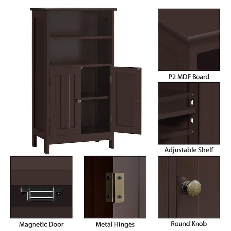 Yaheetech 5-Tier Wooden Bathroom Floor Cabinet with Adjustable Shelf