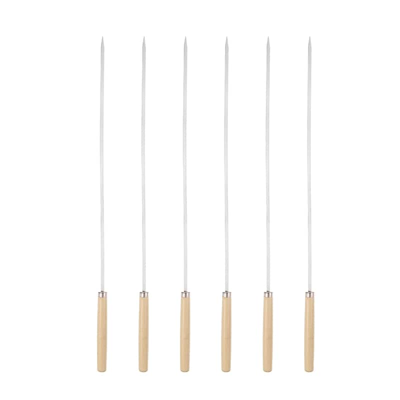 6pcs Kebob Skewers 40cmx4.3mmx1.2mm Flat Sticks with Wood Grip Handle