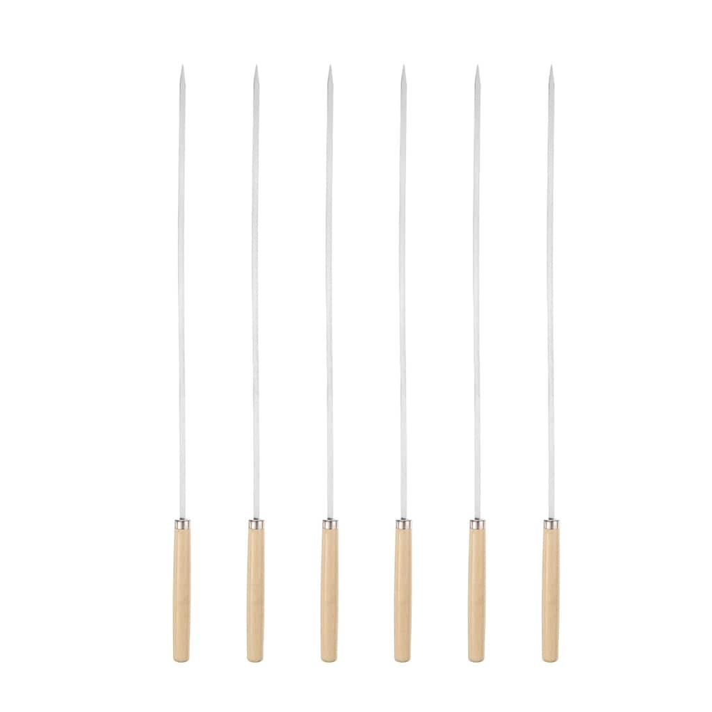 6pcs Kebob Skewers 40cmx4.3mmx1.2mm Flat Sticks with Wood Grip Handle