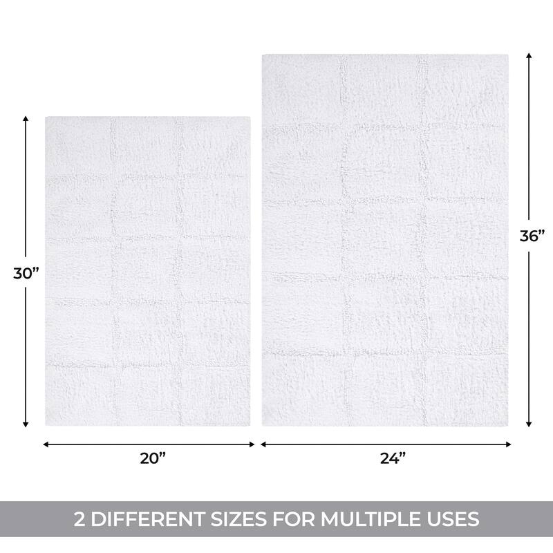 Superior Cotton Checkered 2-piece Non-skid Bath Rug Set