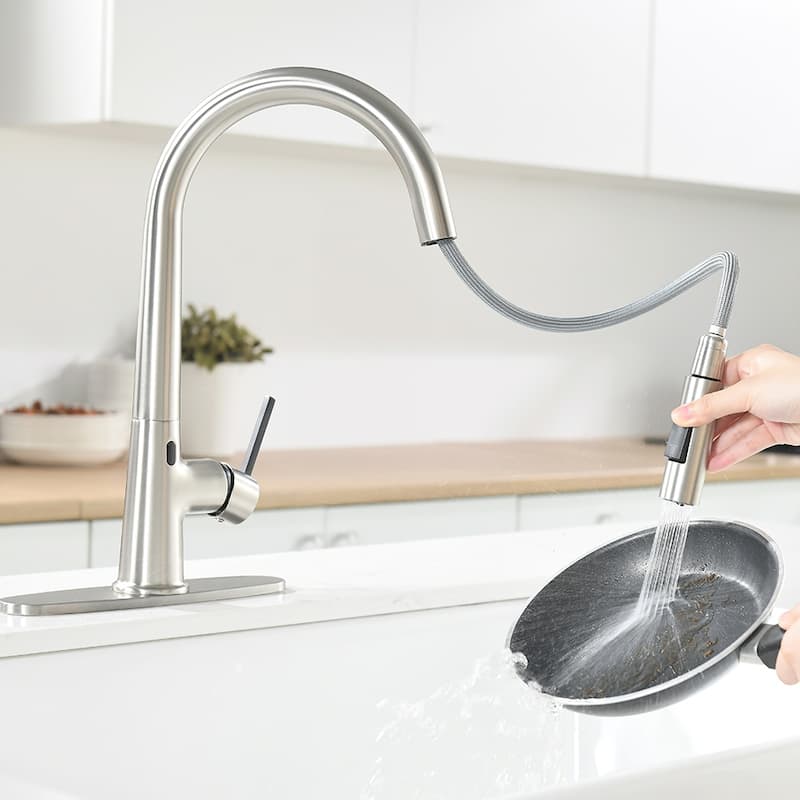 Touchless Kitchen Faucet with AC Adapter and Deck Plate