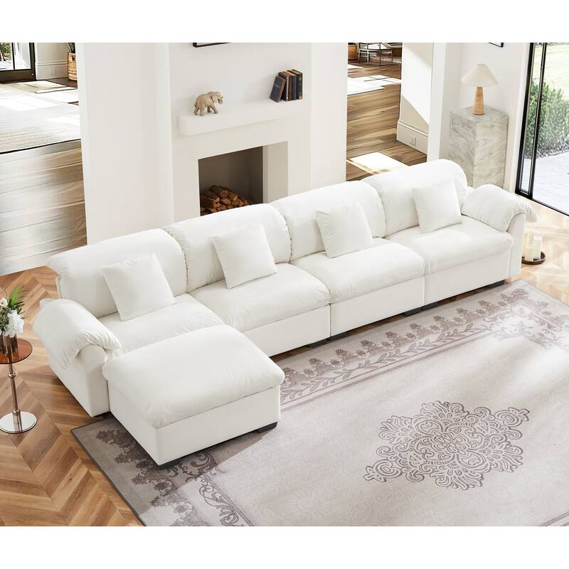 Velvet Fabric Modular Cloud Couch with Storage Seat,Free Combination