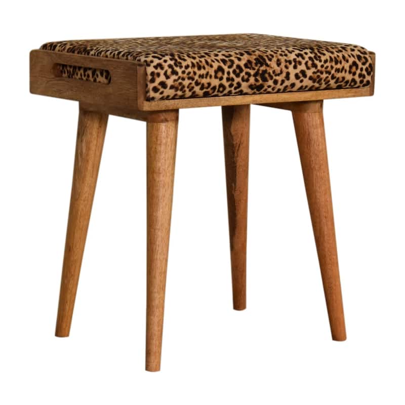 Leopard Velvet Tray Style Footstool Wholesale