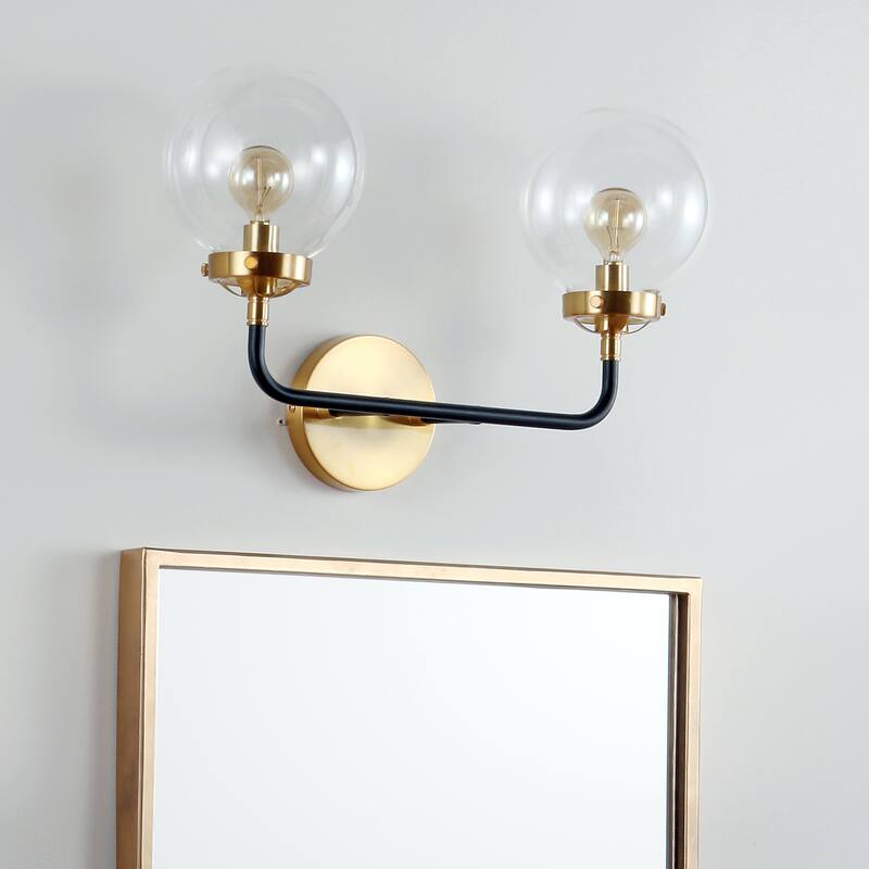Bevin Contemporary Transitional Iron/Glass LED Vanity Light, by JONATHAN Y