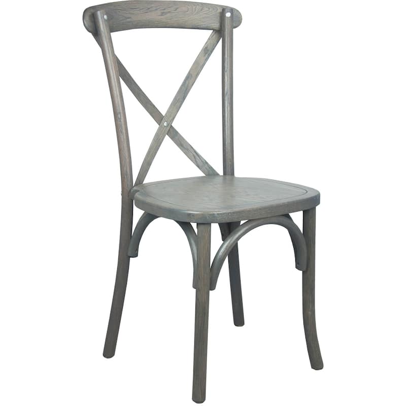 Modern Solid Wood Stacking Cross Back Dining Chairs (Set of 2)