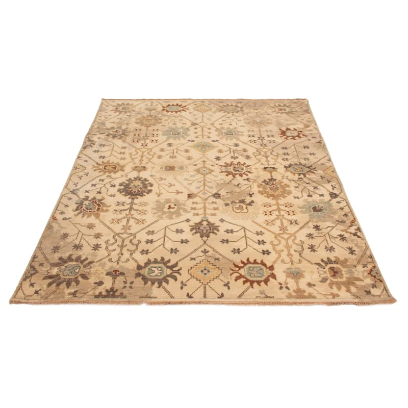 ECARPETGALLERY Hand-knotted Modern Oushak Cream Wool Rug - 8'0 x 9'10