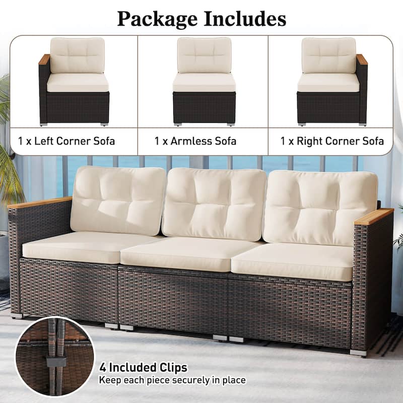 Costway 3-Seat Patio Couch Sofa PE Rattan Wicker Outdoor Loveseat - See Details