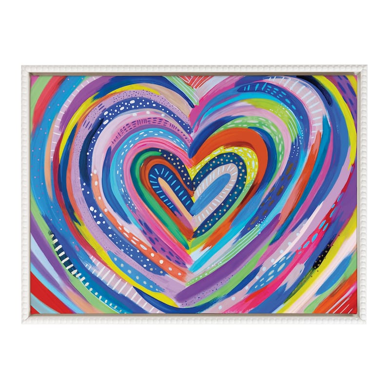 Kate and Laurel Sylvie Beaded EV Heart Burst 1 Framed Canvas by EttaVee