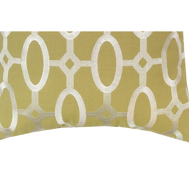 17" x 17" Cream on Green Tufted Pillow