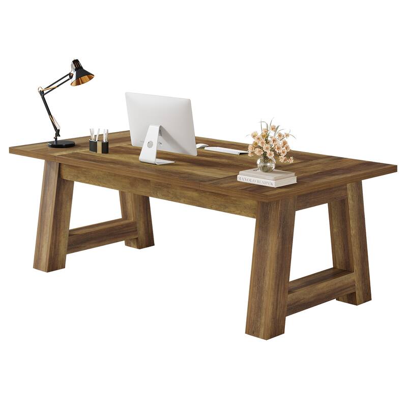 70.8" Executive Desk, Large Home Office Computer Desk, Modern Business Workstation Writing Table