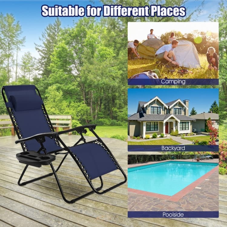 2 Pieces Folding Lounge Chair with Zero Gravity - 40"-57" x 25" x 34"-42.5"(L x W x H)