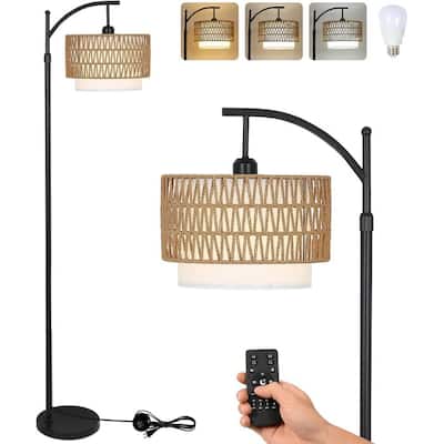 Farmhouse Floor Lamps with Remote & Dimmable Bulb