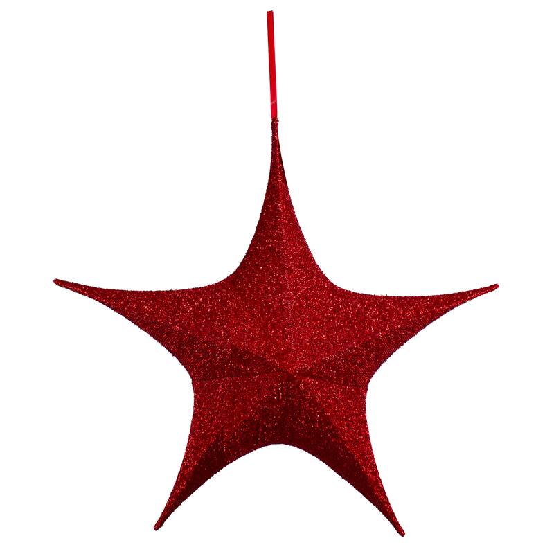 25.5" Tinsel Foldable Christmas Star Outdoor Decoration