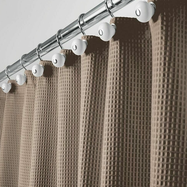 Fabric Shower Curtain Waffle Weave Taupe 72