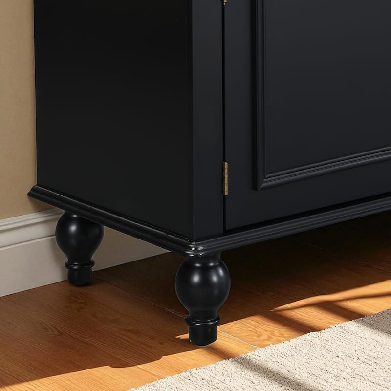 70.9" Modern TV Stand for TVs up to 80", Entertainment Center with 2 Cabinets, 2 Drawers, Open Shelf, Solid Wood Legs