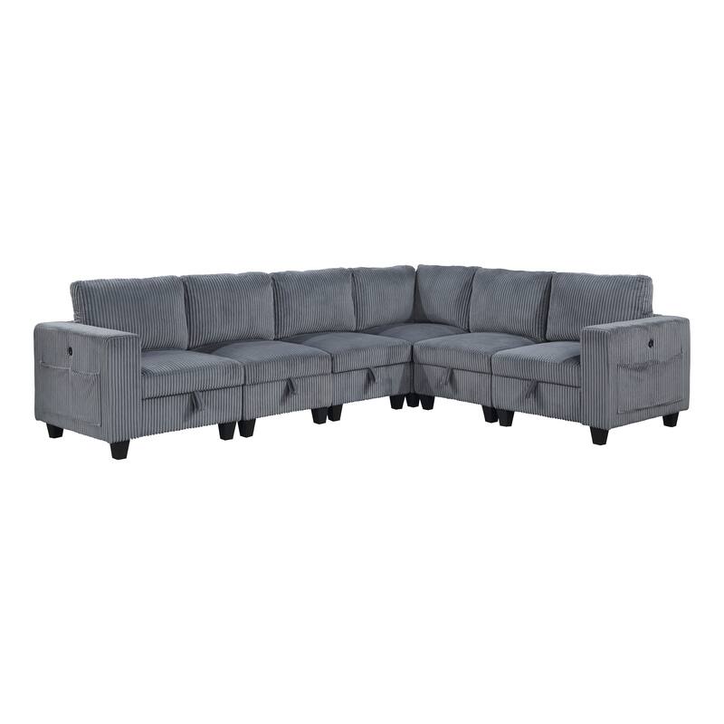 Kenlis 6-Piece Modular Sectional Sofa with Storage - Dark Gray