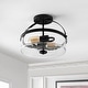 preview thumbnail 4 of 8, SAFAVIEH Lighting Nensor LED 2-light Flush Mount - 13" W x 13" L x 10" H