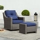 preview thumbnail 6 of 105, Murphy Outdoor Wicker Patio Outdoor Sofa Swivel Chair Coffee Table 1 Chair+1 Ottoman - Gray Wicker-Blue