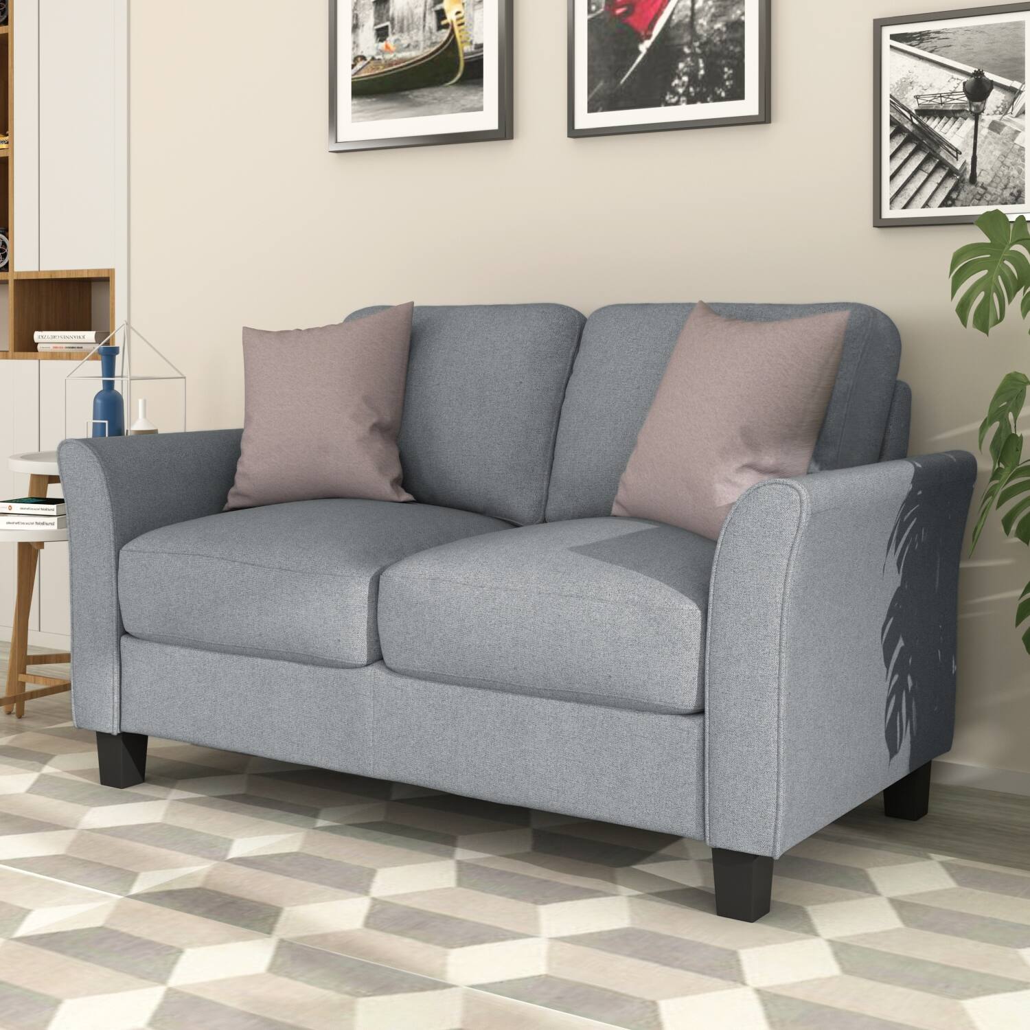 Modern Love Seat Sofa Fabric Double Seat Couch for Living Room Bed