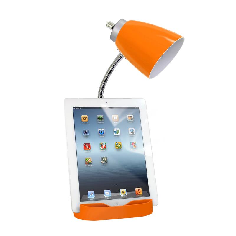 18.5 in. Chrome Finish Table Lamp with Orange Shade, Desk Lamp for Writing and Computer Desks