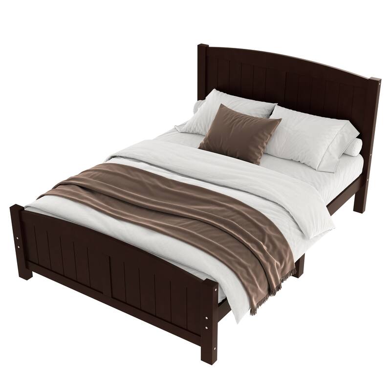 Full Size Platform Bed, Solid Wood Platform Bed with Support Slats and Strong Structure, No Box Spring Needed, Espresso